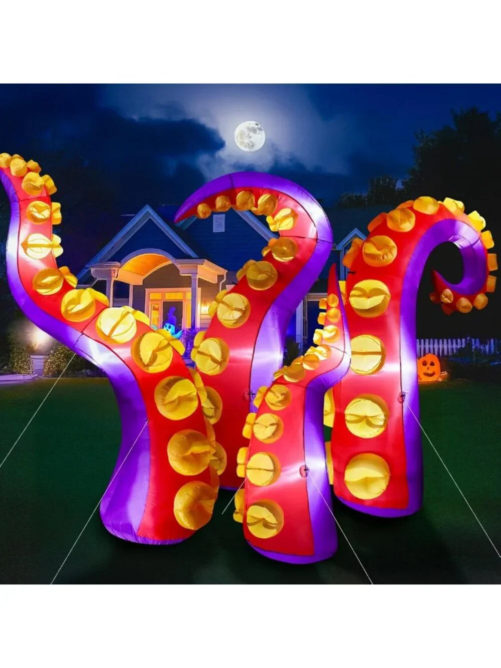 Inflatable Halloween Octopus Tentacles Yard Decoration with LED Lights - Outdoor
